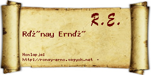 Rónay Ernő névjegykártya